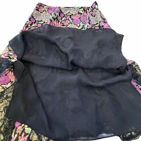 VTG Spenser Jeremy 100% Silk Skirt SZ 6 Floral Lace Fairy Whimsigoth Romantic - Picture 11 of 14